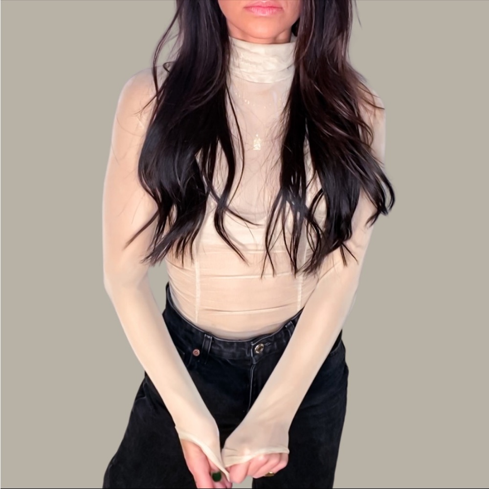 ✨Pretty Mesh Bodysuit- taupe✨